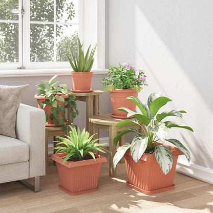 Square Flower Pot 24 pcs Brick Red 28.5 x 28.5 x 22 cm Plastic