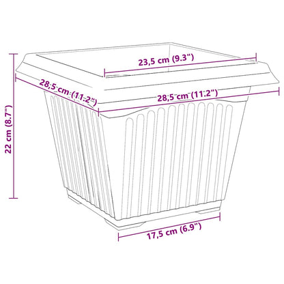 Square Flower Pot 24 pcs Brick Red 28.5 x 28.5 x 22 cm Plastic