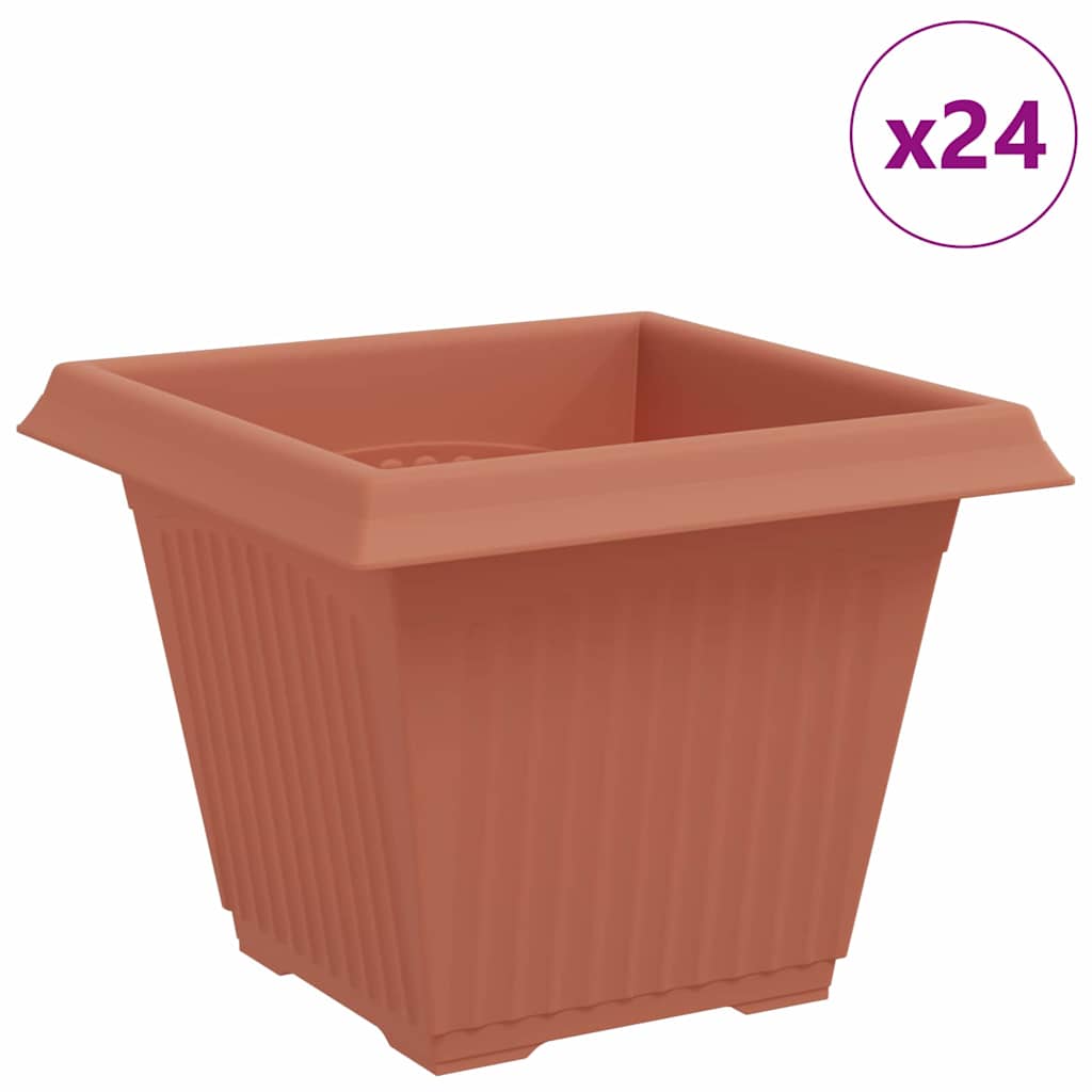 Square Flower Pot 24 pcs Brick Red 38 x 38 x 30 cm Plastic