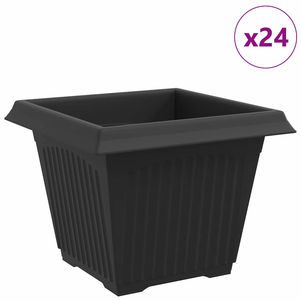 Square Flower Pot 24 pcs Black 28.5 x 28.5 x 22 cm Plastic