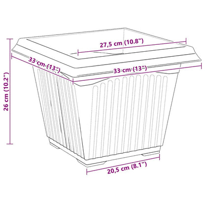 Square Flower Pot 24 pcs Black 33 x 33 x 26 cm Plastic