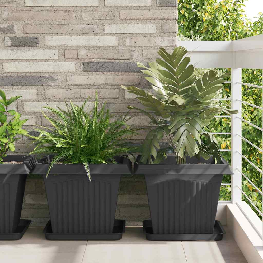 Square Flower Pot 24 pcs Black 43 x 43 x 33.5 cm Plastic
