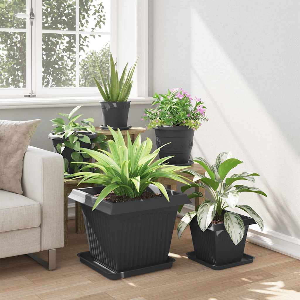 Square Flower Pot 24 pcs Black 43 x 43 x 33.5 cm Plastic