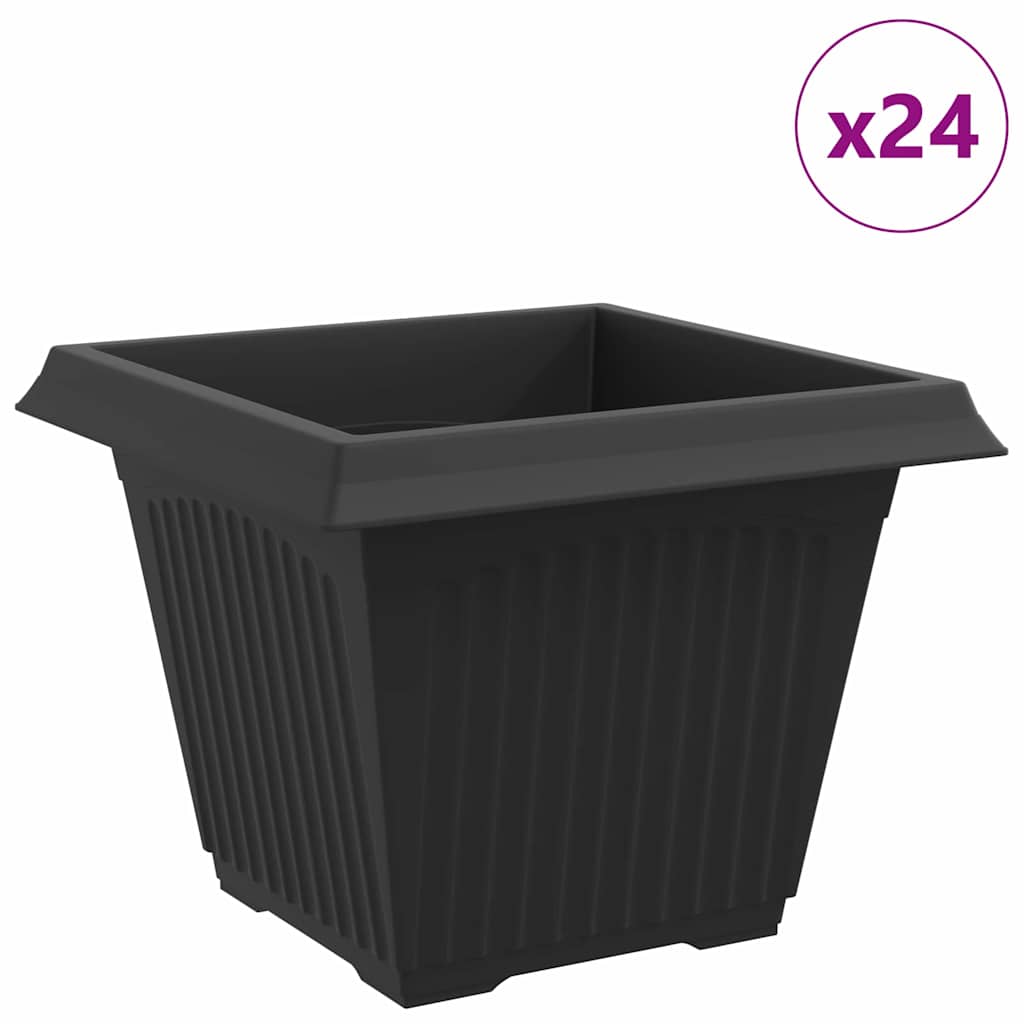 Square Flower Pot 24 pcs Black 43 x 43 x 33.5 cm Plastic