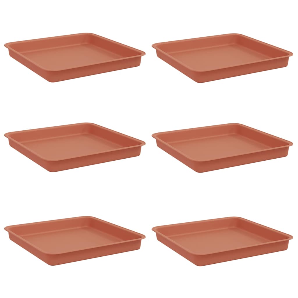 Square Flower Tray 6 pcs Brick Red 18 x 18 x 2 cm Plastic
