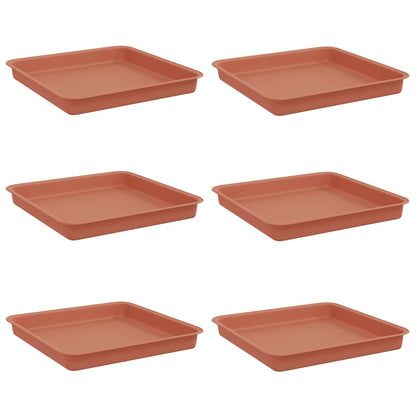 Square Flower Tray 6 pcs Brick Red 18 x 18 x 2 cm Plastic