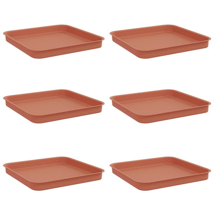 Square Flower Tray 6 pcs Brick Red 25.5 x 25.5 x 2.5 cm Plastic