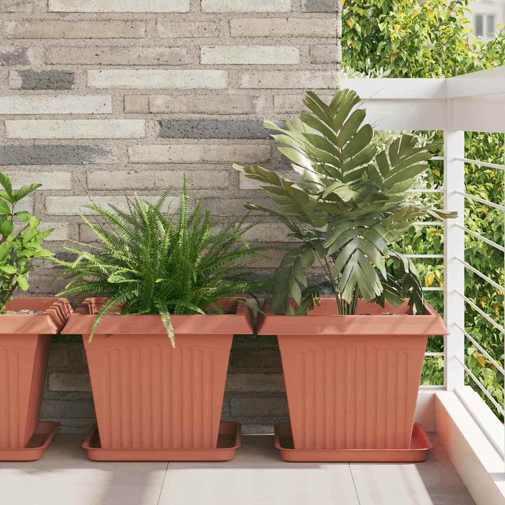 Square Flower Tray 6 pcs Brick Red 36 x 36 x 2.5 cm Plastic