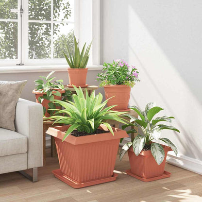 Square Flower Tray 6 pcs Brick Red 36 x 36 x 2.5 cm Plastic