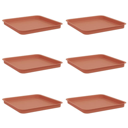 Square Flower Tray 6 pcs Brick Red 36 x 36 x 2.5 cm Plastic