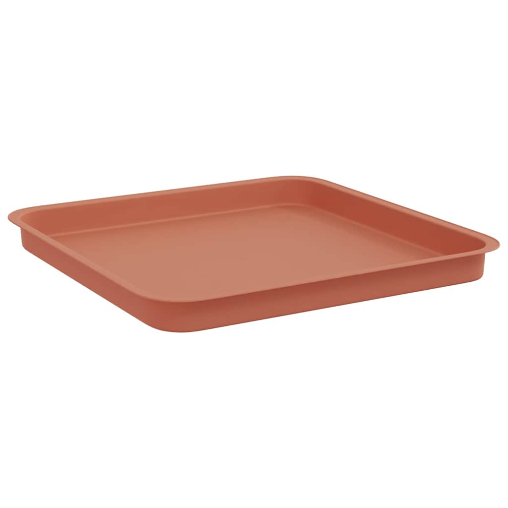 Square Flower Tray 6 pcs Brick Red 36 x 36 x 2.5 cm Plastic