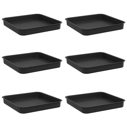 Square Flower Tray 6 pcs Black 15 x 15 x 2 cm Plastic