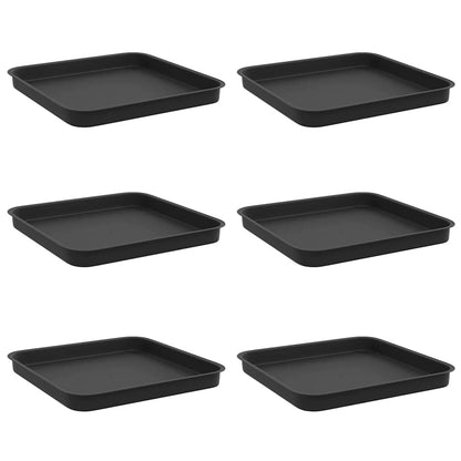 Square Flower Tray 6 pcs Black 21 x 21 x 2 cm Plastic