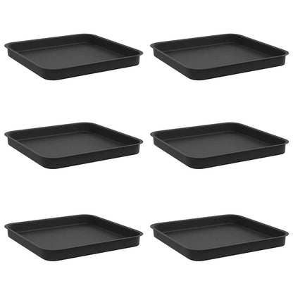 Square Flower Tray 6 pcs Black 25.5 x 25.5 x 2.5 cm Plastic