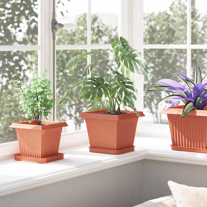 Square Flower Tray 24 pcs Brick Red 15 x 15 x 2 cm Plastic