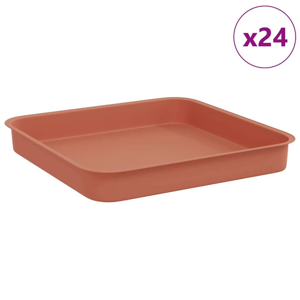 Square Flower Tray 24 pcs Brick Red 15 x 15 x 2 cm Plastic