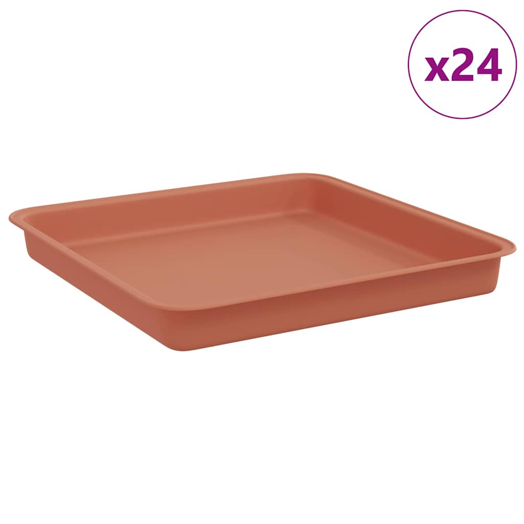 Square Flower Tray 24 pcs Brick Red 18 x 18 x 2 cm Plastic