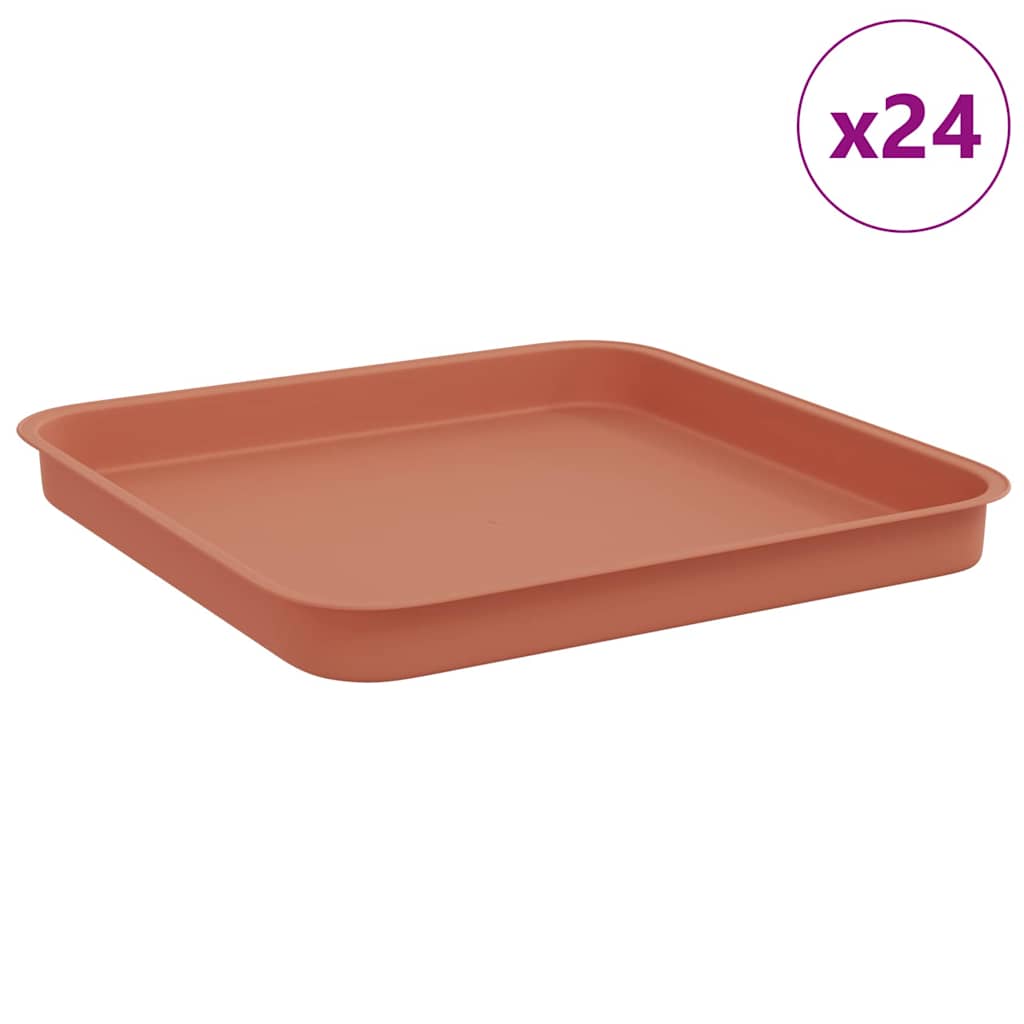 Square Flower Tray 24 pcs Brick Red 21 x 21 x 2 cm Plastic