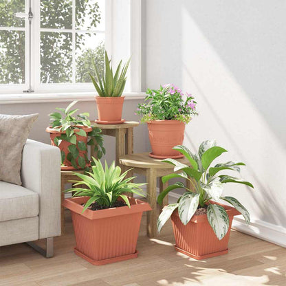 Square Flower Tray 24 pcs Brick Red 25.5 x 25.5 x 2.5 cm