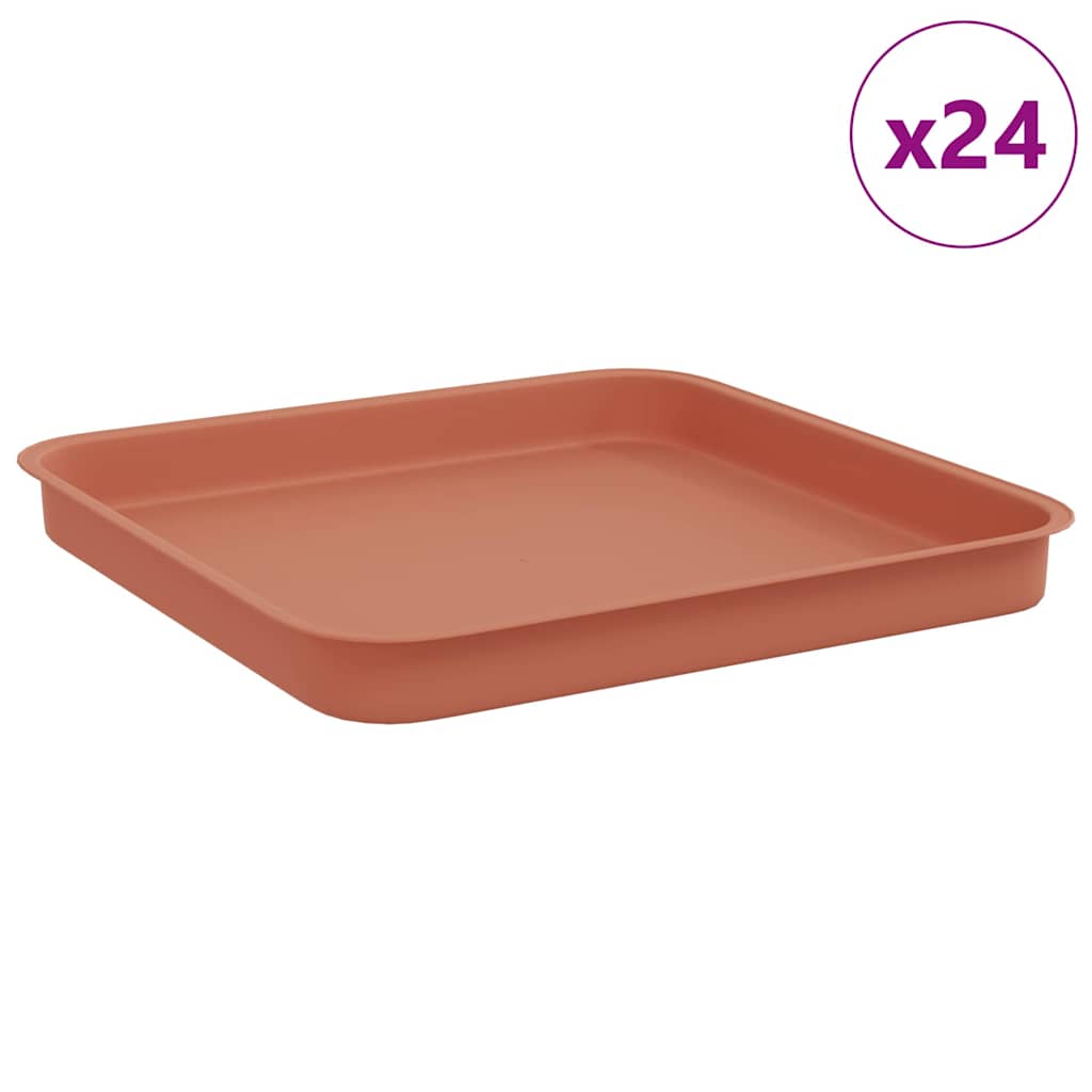 Square Flower Tray 24 pcs Brick Red 25.5 x 25.5 x 2.5 cm