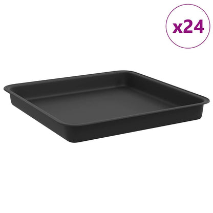 Square Flower Tray 24 pcs Black 18 x 18 x 2 cm Plastic