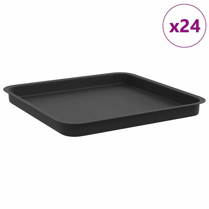 Square Flower Tray 24 pcs Black 36 x 36 x 2.5 cm Plastic