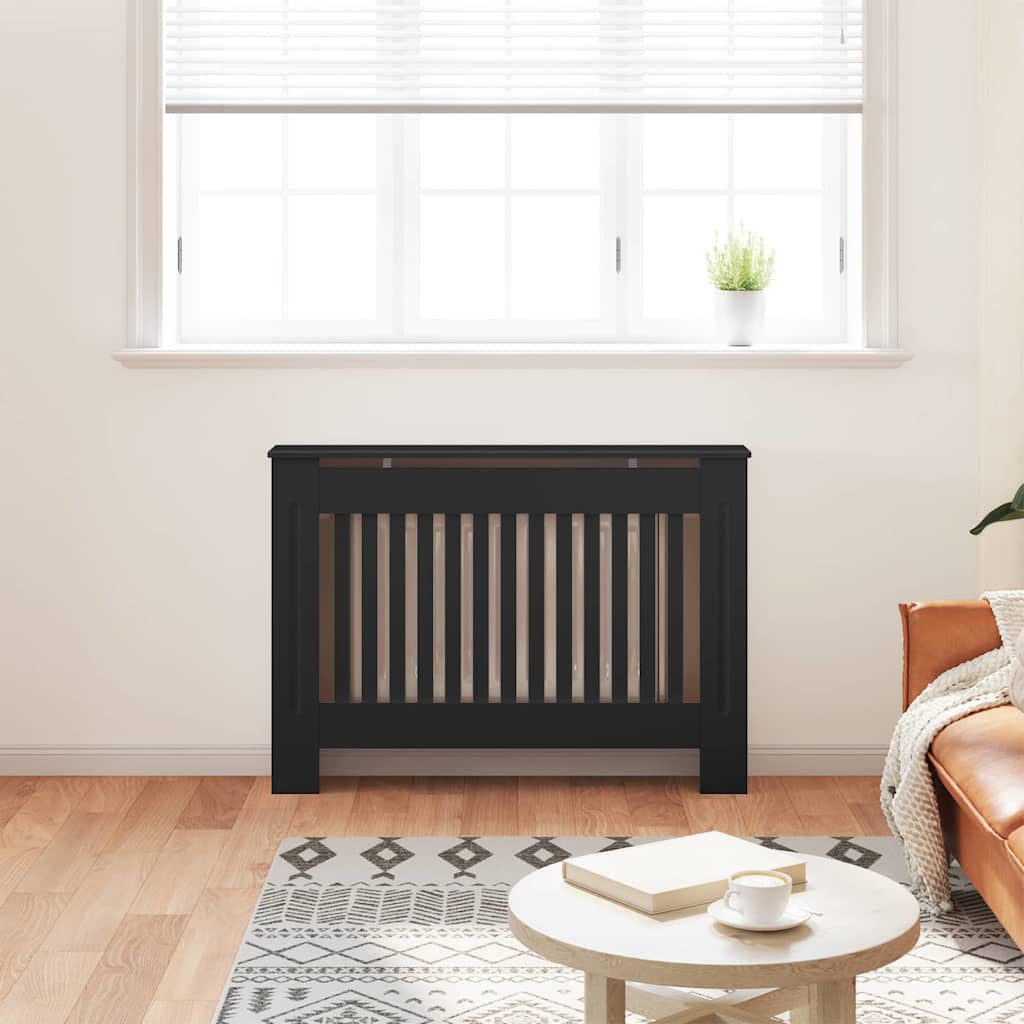 Radiator Cover 2 pcs Black 112 x 19 x 81.5 cm Engineered Wood