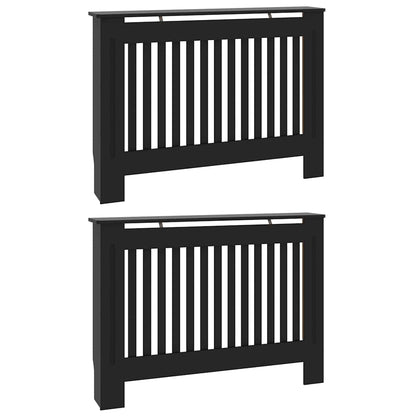 Radiator Cover 2 pcs Black 112 x 19 x 81.5 cm Engineered Wood