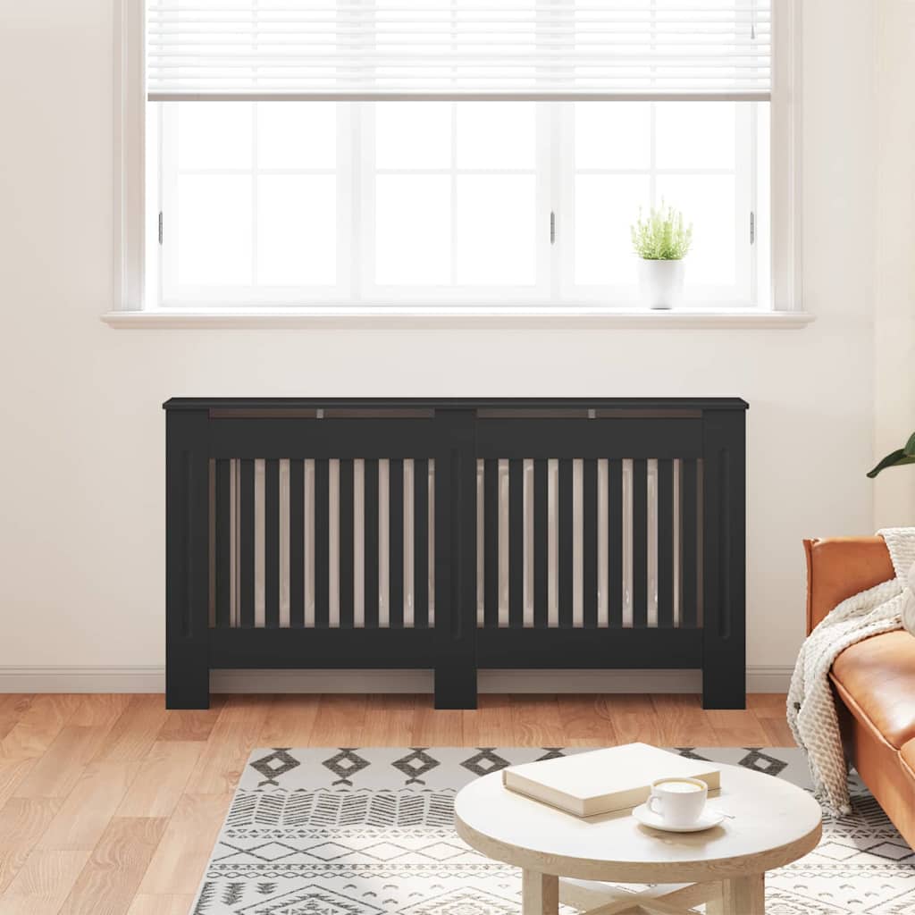 Radiator Cover 2 pcs Black 152 x 19 x 81.5 cm Engineered Wood