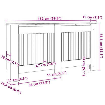 Radiator Cover 2 pcs Black 152 x 19 x 81.5 cm Engineered Wood