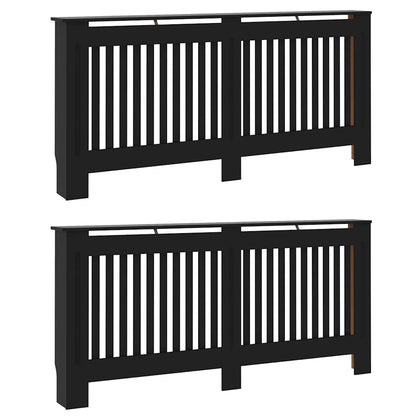 Radiator Cover 2 pcs Black 172 x 19 x 81.5 cm Engineered Wood