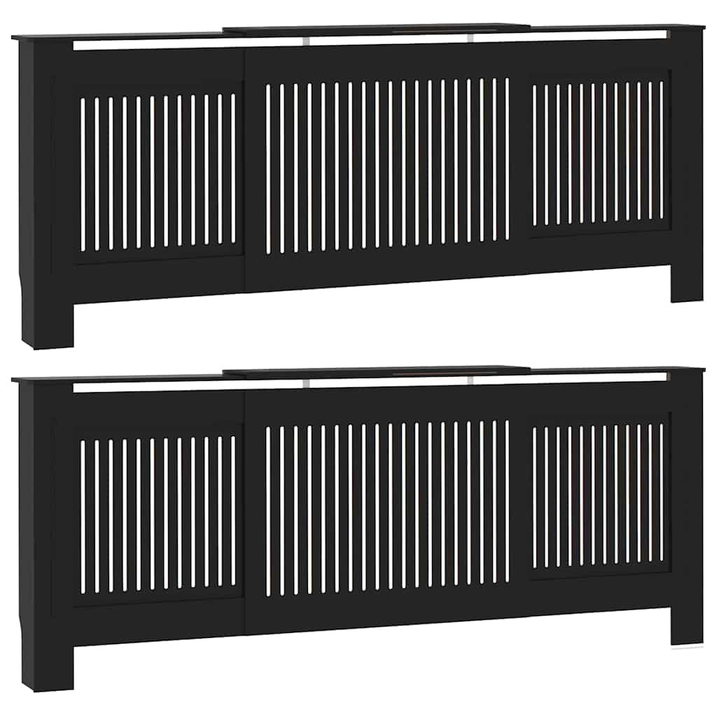 Radiator Cover 2 pcs Black 205 x 20.5 x 81.5cm Engineered Wood