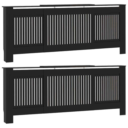 Radiator Cover 2 pcs Black 205 x 20.5 x 81.5cm Engineered Wood