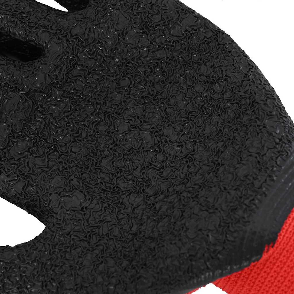Work Gloves 24 pcs Red and Black 7 / S Latex Coating