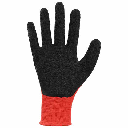 Work Gloves 24 pcs Red and Black 7 / S Latex Coating