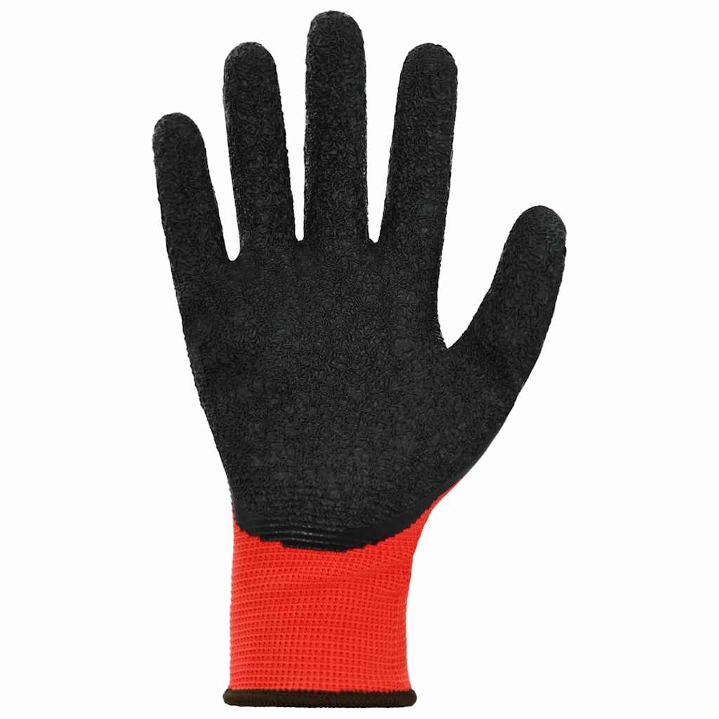 Work Gloves 12 pcs Red and Black 8 / M Latex Coating