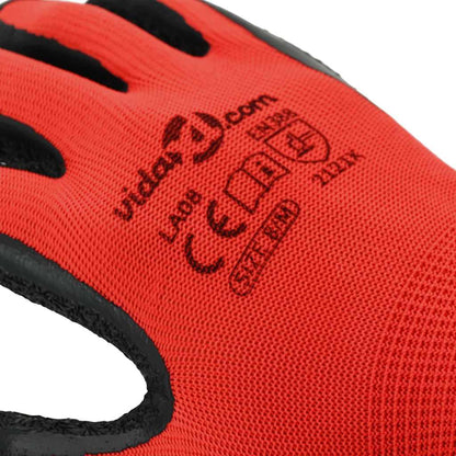 Work Gloves 24 pcs Red and Black 8 / M Latex Coating