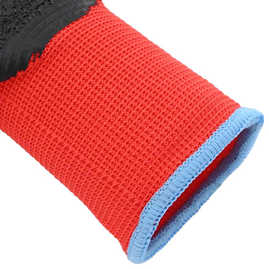 Work Gloves 12 pcs Red and Black 9 / L Latex Coating