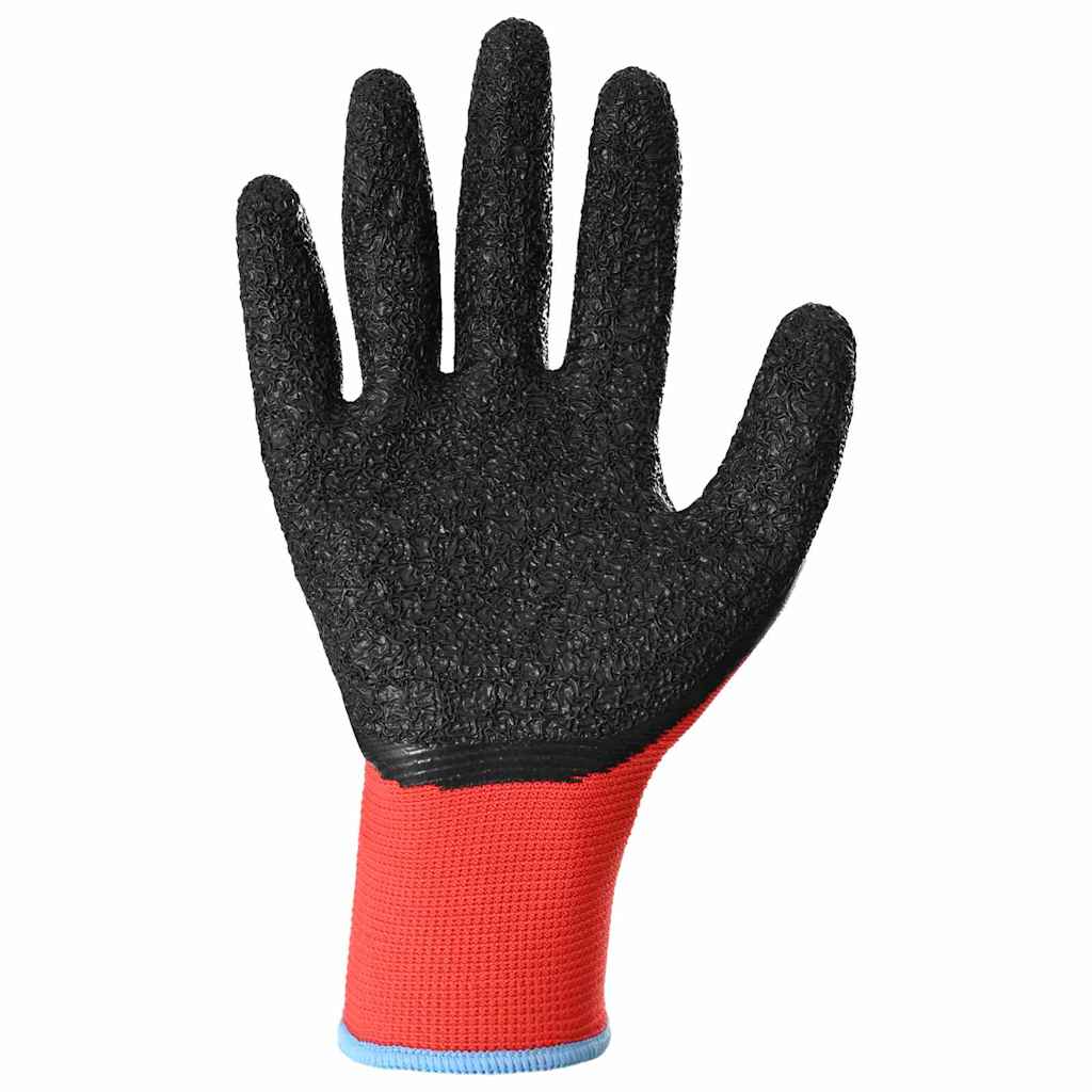 Work Gloves 12 pcs Red and Black 9 / L Latex Coating