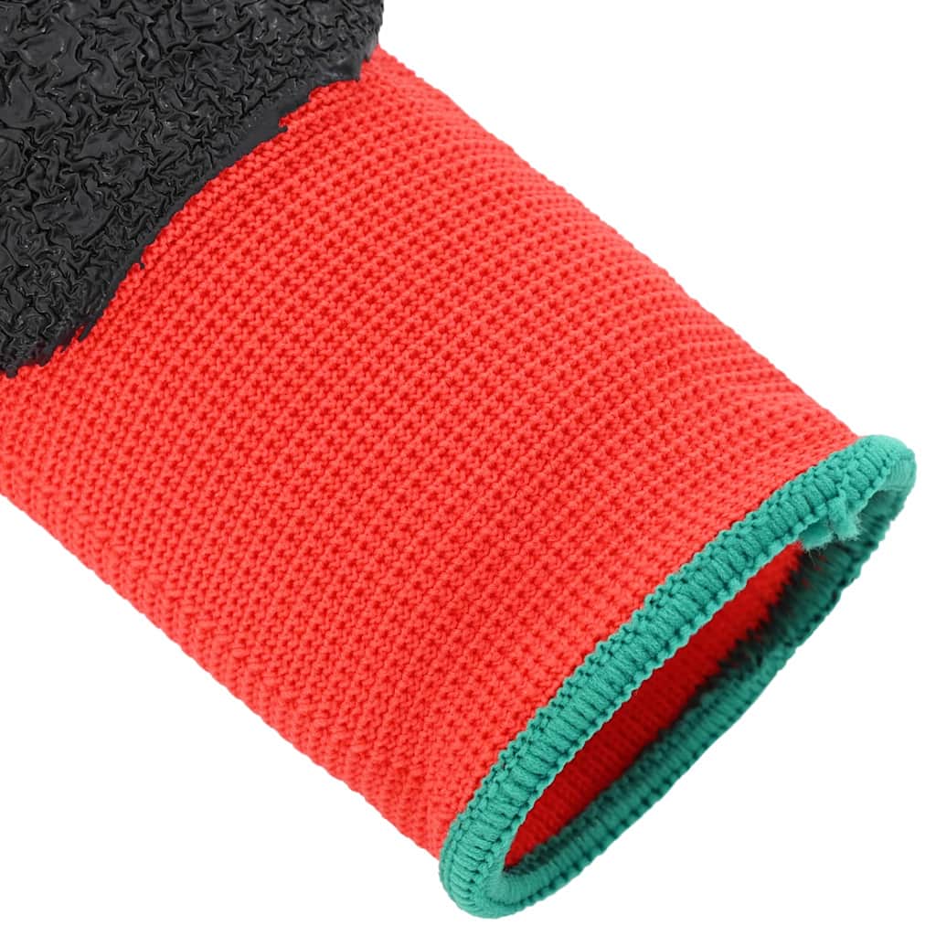 Work Gloves 12 pcs Red and Black 11 / XXL Latex Coating
