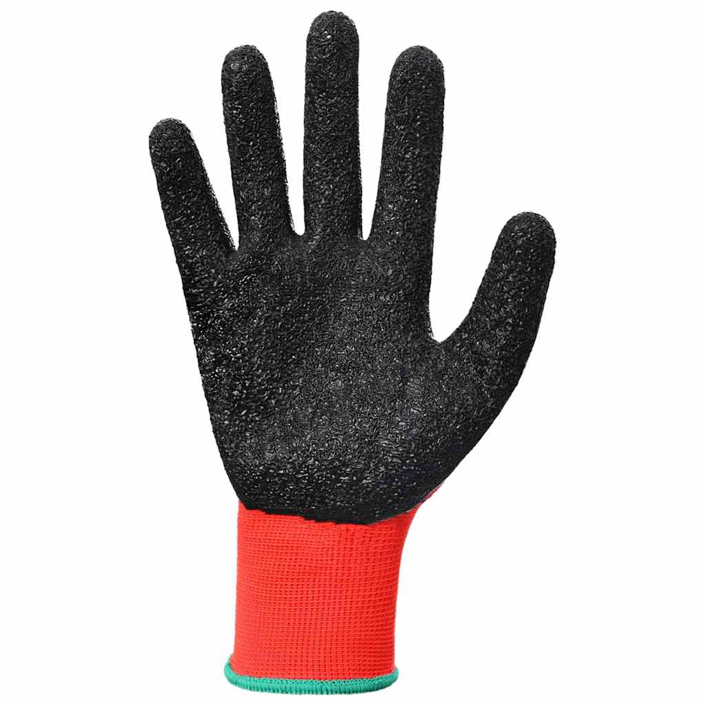 Work Gloves 12 pcs Red and Black 11 / XXL Latex Coating