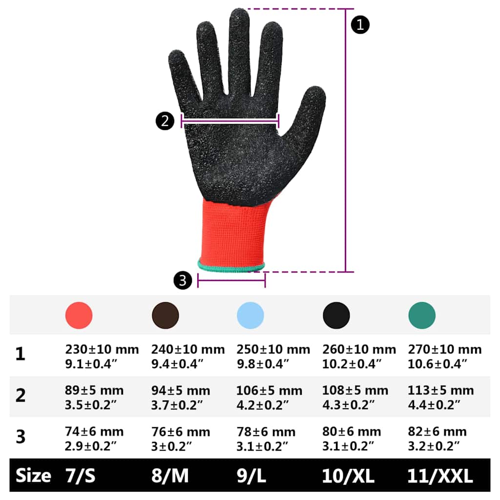 Work Gloves 24 pcs Red and Black 11 / XXL Latex Coating