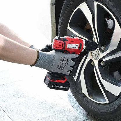 Work Gloves 24 pcs Grey and Black 7 / S Polyester