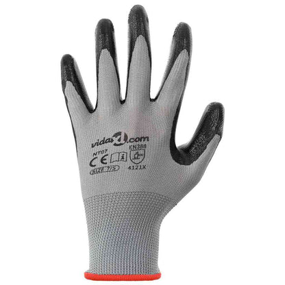 Work Gloves 24 pcs Grey and Black 7 / S Polyester