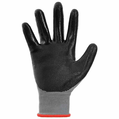 Work Gloves 24 pcs Grey and Black 7 / S Polyester
