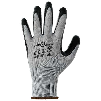 Work Gloves 12 pcs Grey and Black 8 / M Polyester