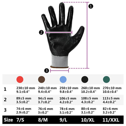 Work Gloves 12 pcs Grey and Black 8 / M Polyester