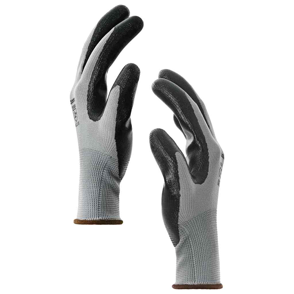 Work Gloves 24 pcs Grey and Black 8 / M Polyester