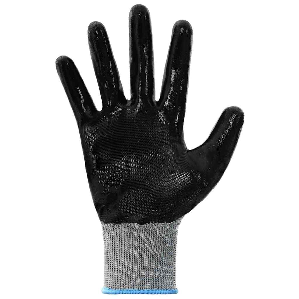 Work Gloves 24 pcs Grey and Black 9 / L Polyester