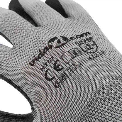 Work Gloves 12 pcs Grey and Black 10 / XL Polyester